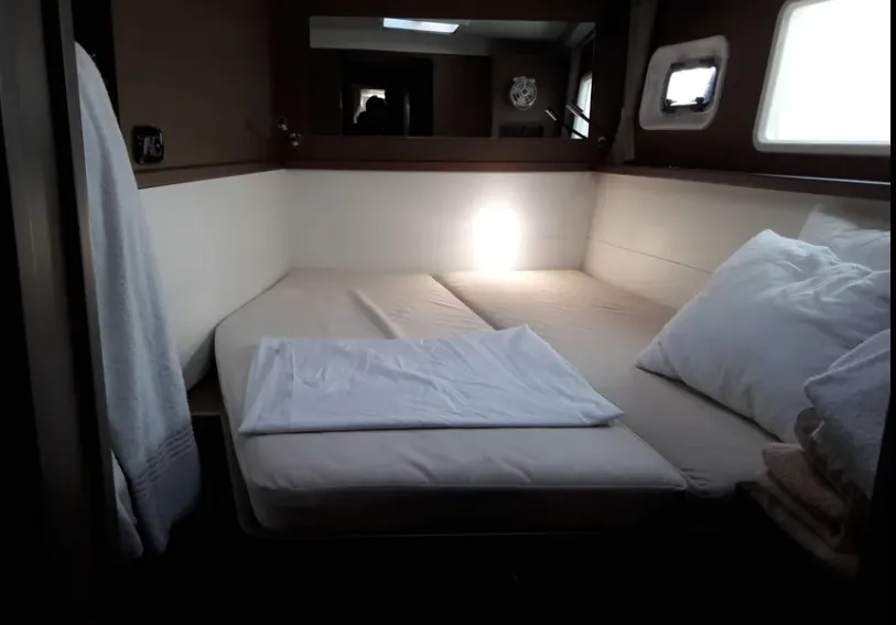 Cabin on Solstice, a Lagoon 450 F catamaran at Athens, Greece
