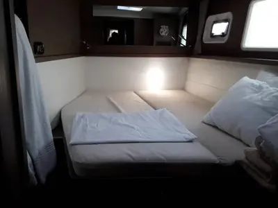 Cabin on Solstice, a Lagoon 450 F catamaran at Athens, Greece