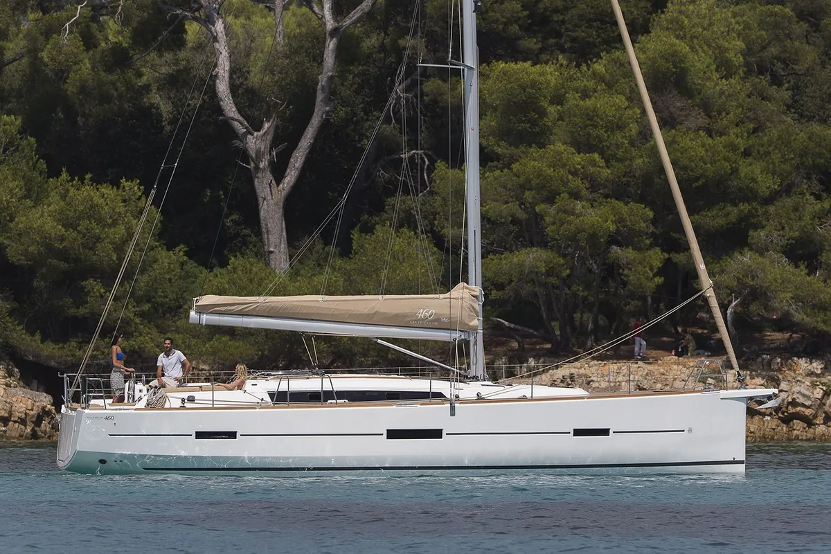 Exterior view of Odysseas, a Dufour 460 GL sailboat at Sithonia Municipal Unit, Greece