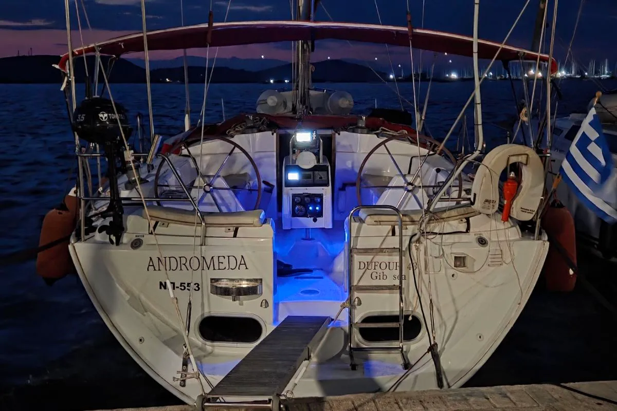 Andromeda, a Dufour Gib Sea 43 sailboat at Preveza, Greece