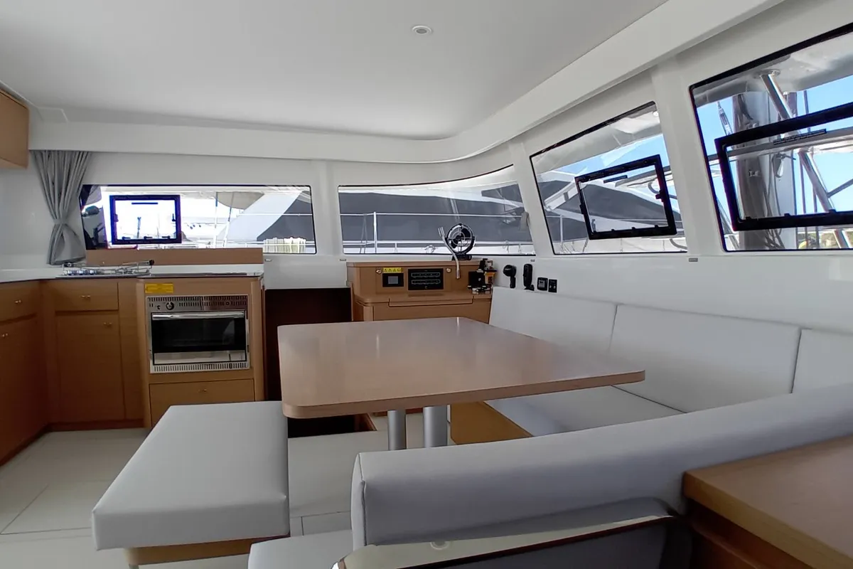 Salon of La Vita e Bella, a Excess 14 catamaran at Municipal Unit of Rhodes, Greece