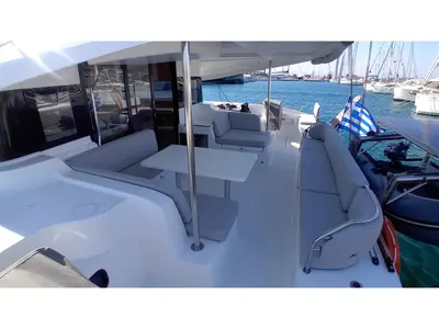 Deck of La Vita e Bella, a Excess 14 catamaran at Municipal Unit of Rhodes, Greece