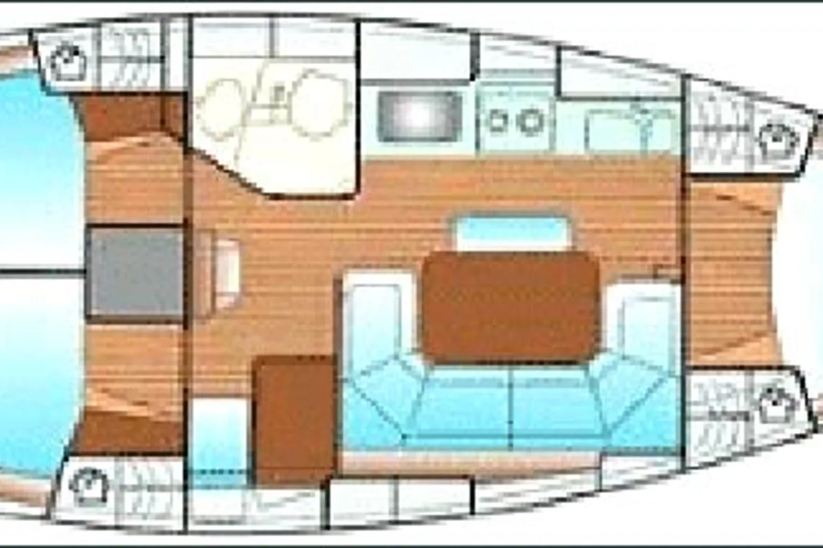 Floor plan of Franca, a Bavaria 37 sailboat at Xirokampos, Greece