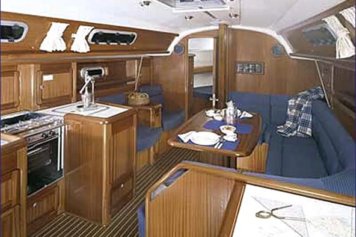 Salon of Franca, a Bavaria 37 sailboat at Xirokampos, Greece