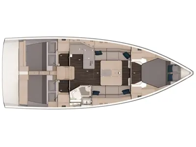 Floor plan of Jojo, a Dufour 37 sailboat at Capo d'Orlando, Italy