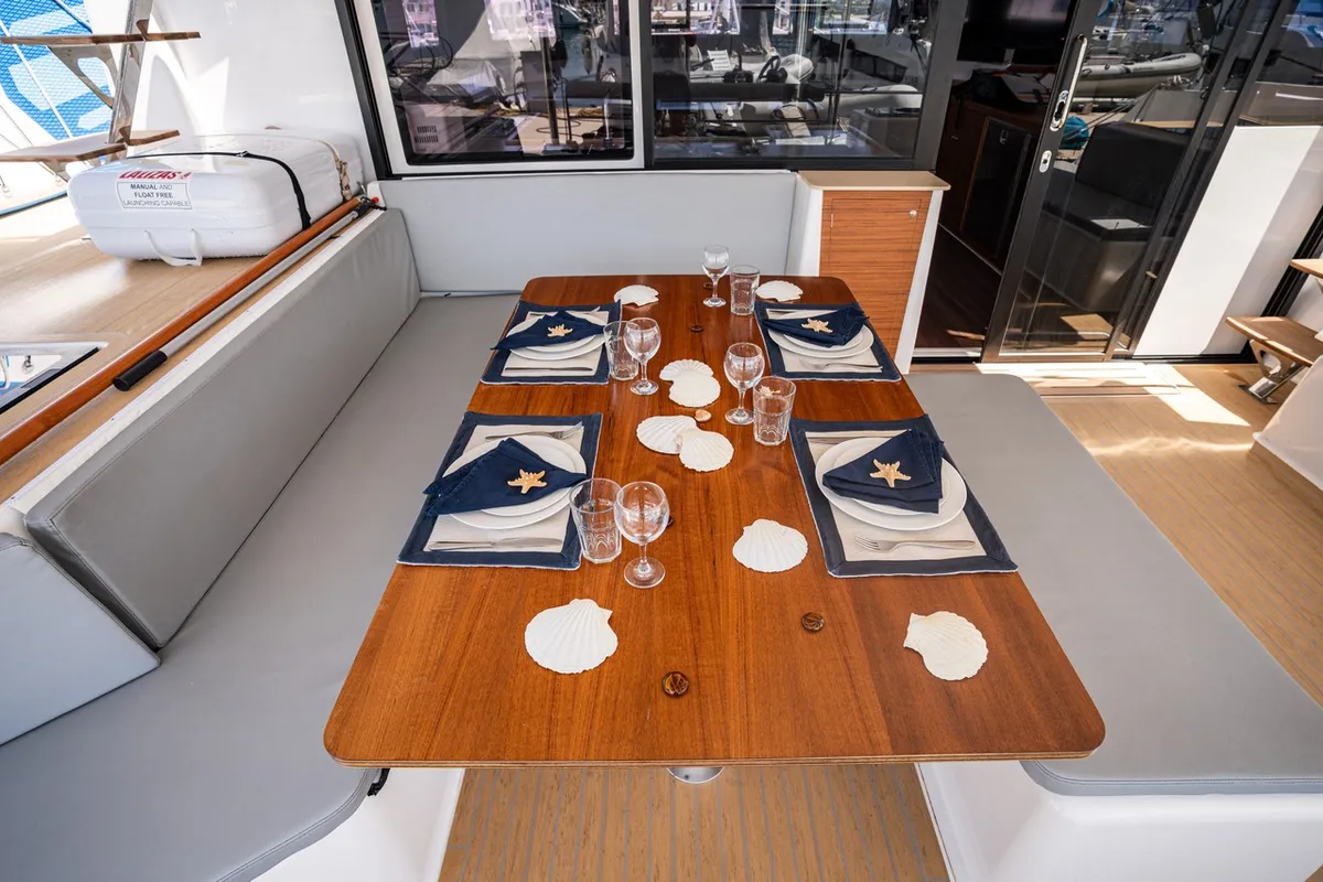 Deck of Freya, a Dufour 48 Catamaran catamaran at Pirovac, Croatia