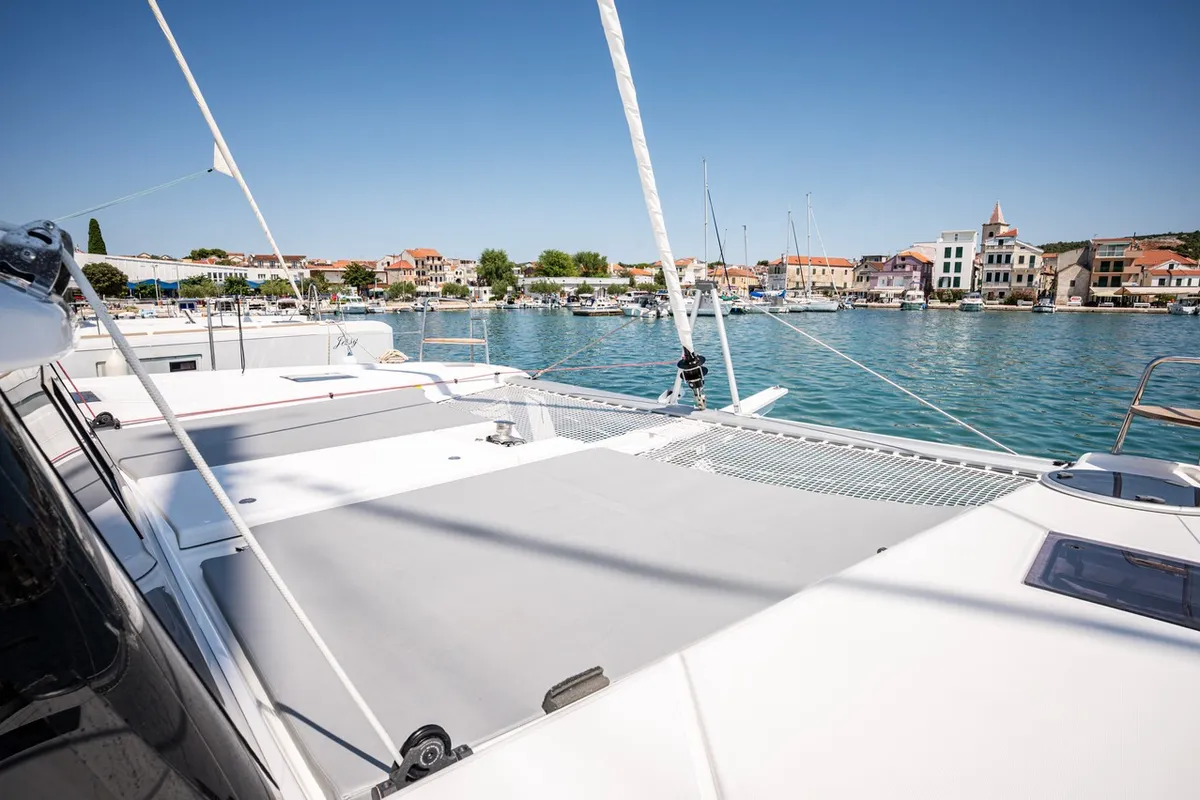 Deck of Freya, a Dufour 48 Catamaran catamaran at Pirovac, Croatia