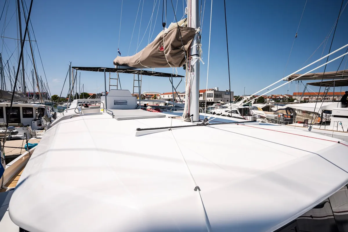 Deck of Freya, a Dufour 48 Catamaran catamaran at Pirovac, Croatia