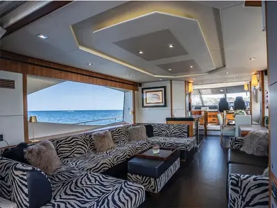 Salon of Goldeneye, a Sunseeker Manhattan 73 motor yacht at Grad Šibenik, Croatia