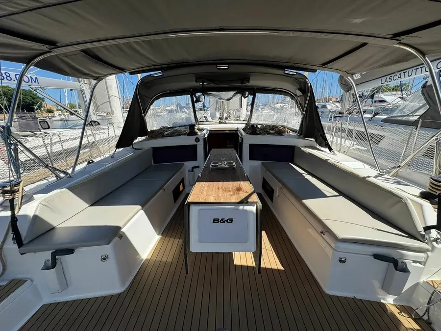 Deck of Bedda Matri, a Dufour 470 sailboat at Palermo, Italy