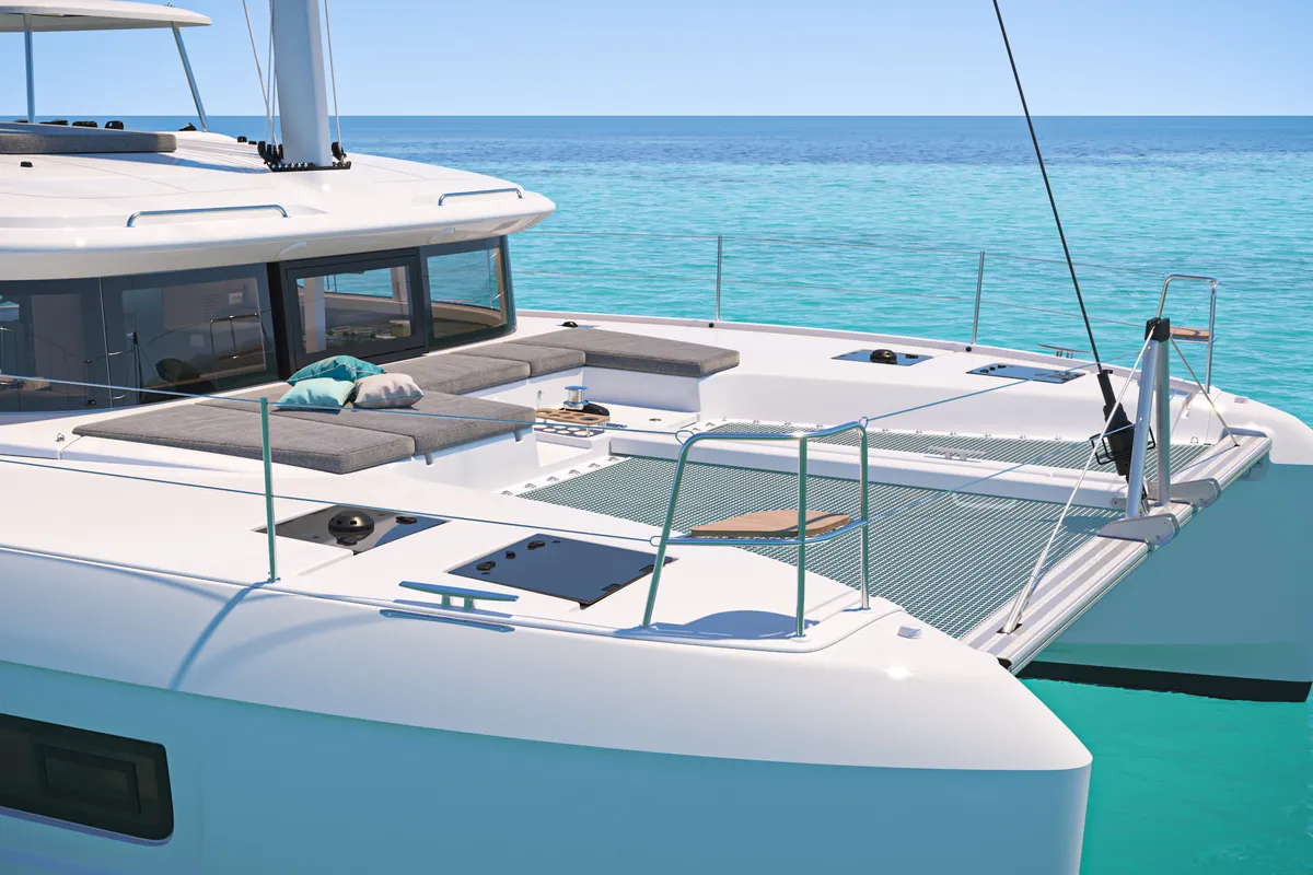 Deck of Anassa, a Lagoon 43 catamaran at Athens, Greece