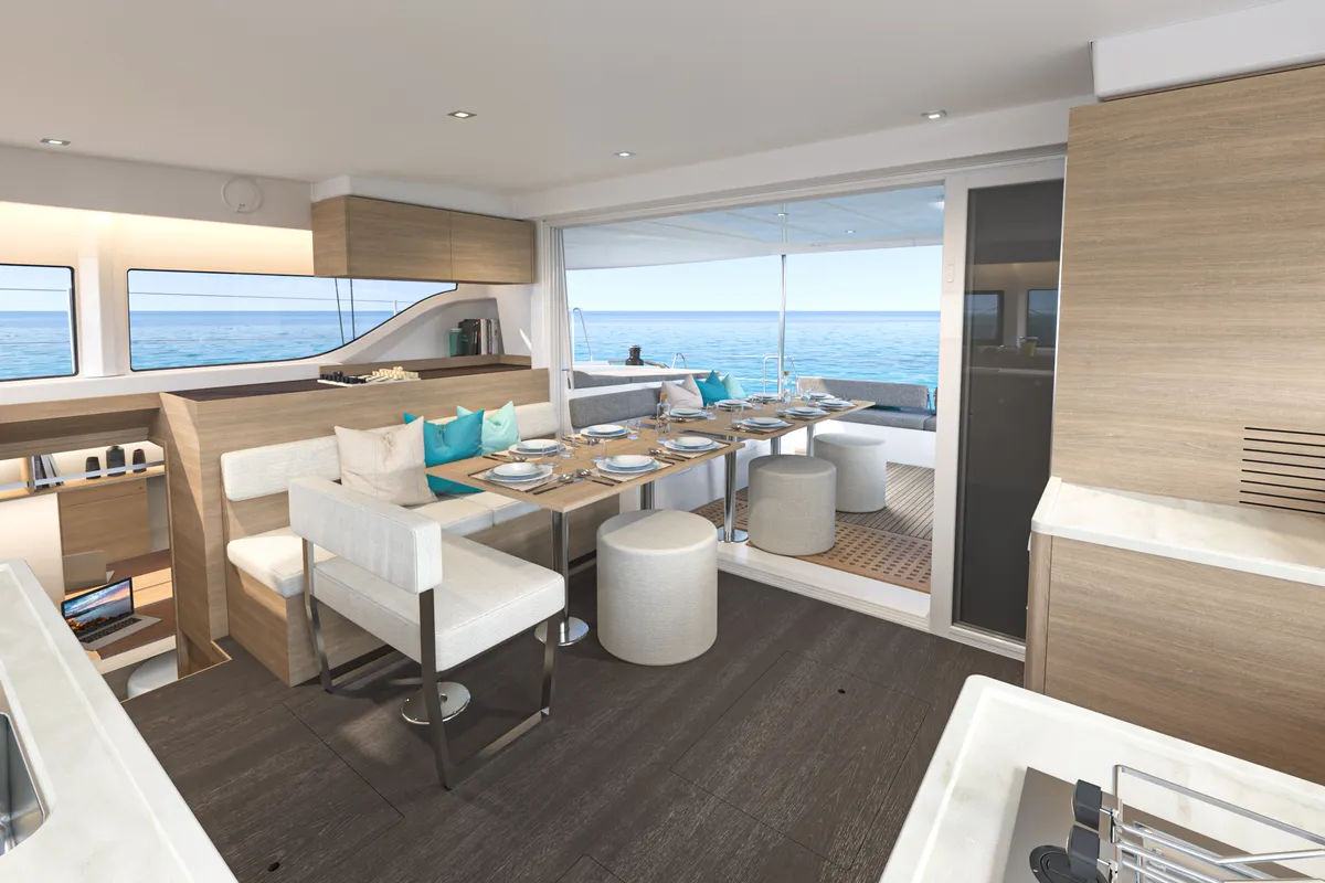 Salon of Anassa, a Lagoon 43 catamaran at Athens, Greece