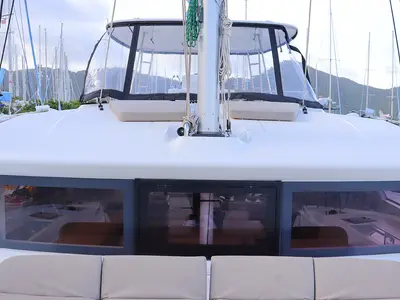 Deck of No Surrender, a Lagoon 51 catamaran at Central Abaco, Bahamas