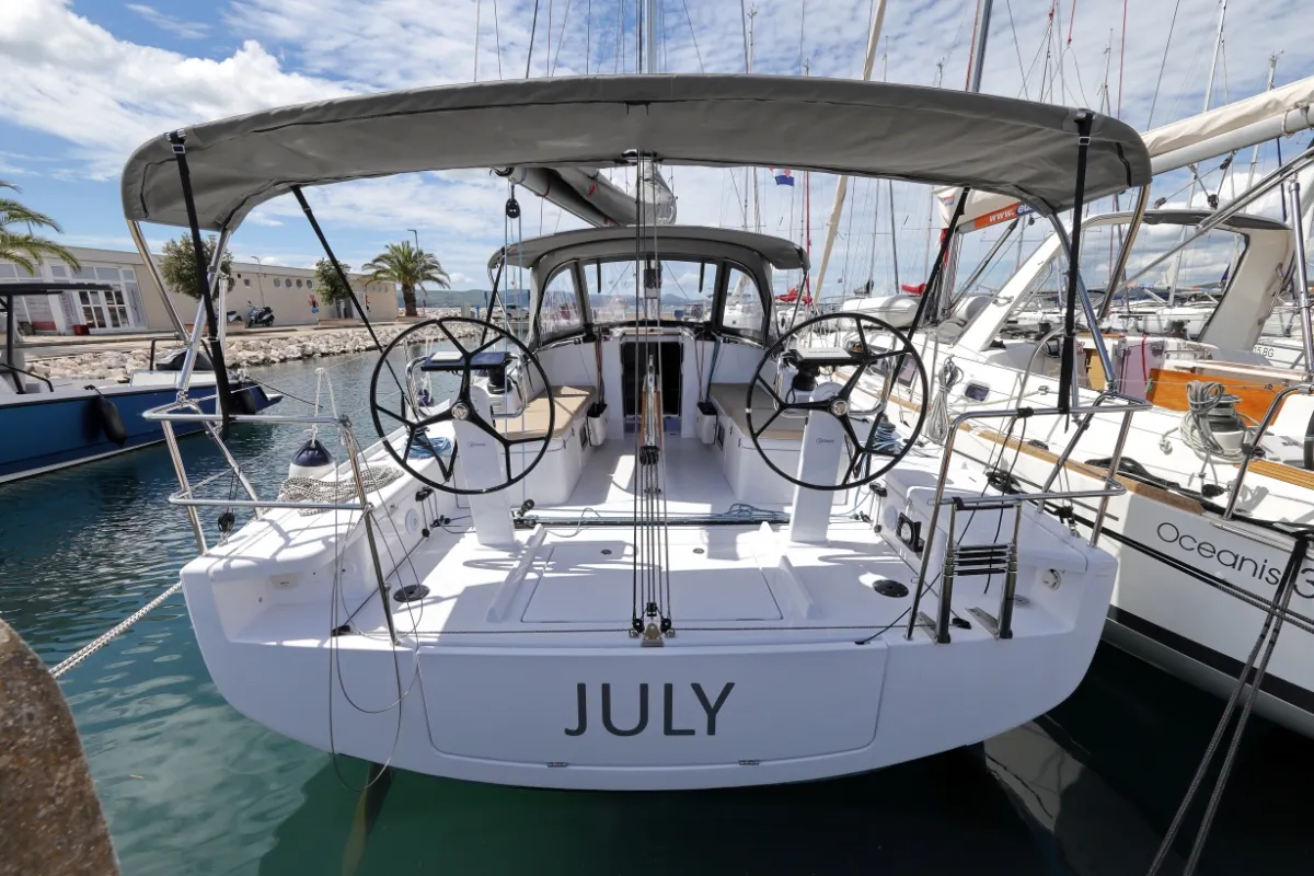 Cockpit of July, a Beneteau First 36 sailboat at Biograd na Moru, Croatia