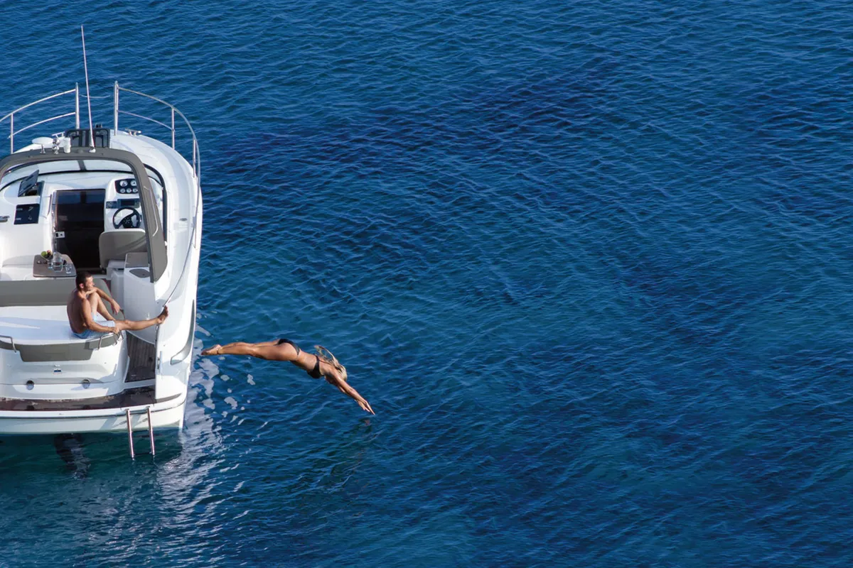 Exterior view of Palma, a Bavaria S29+ motorboat at Grad Pula, Croatia