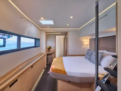 Ariva, a Fountaine Pajot Power 67 catamaran at Kontokali, Greece