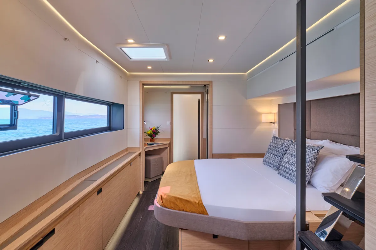 Ariva, a Fountaine Pajot Power 67 catamaran at Kontokali, Greece