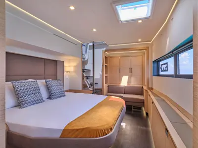 Ariva, a Fountaine Pajot Power 67 catamaran at Kontokali, Greece