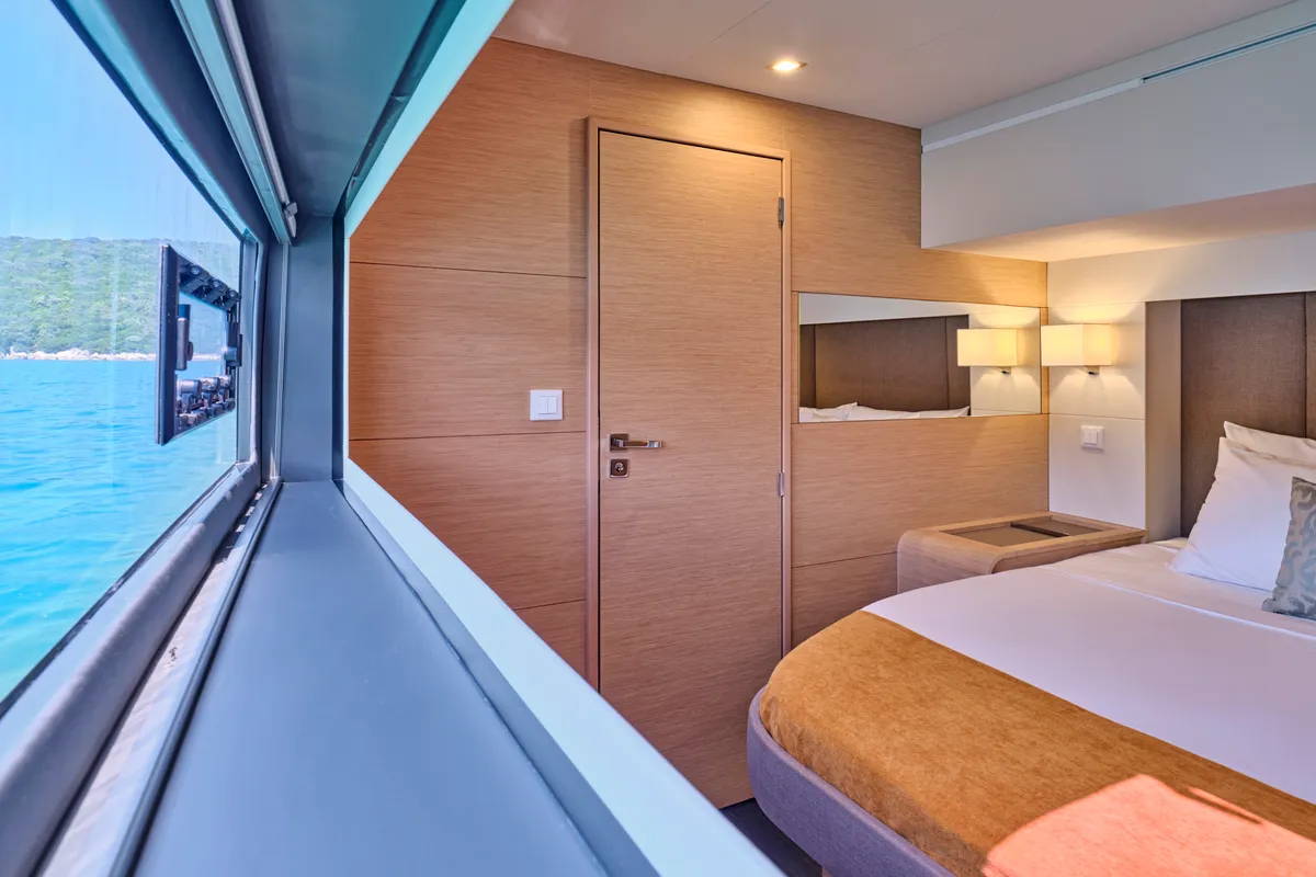 Ariva, a Fountaine Pajot Power 67 catamaran at Kontokali, Greece