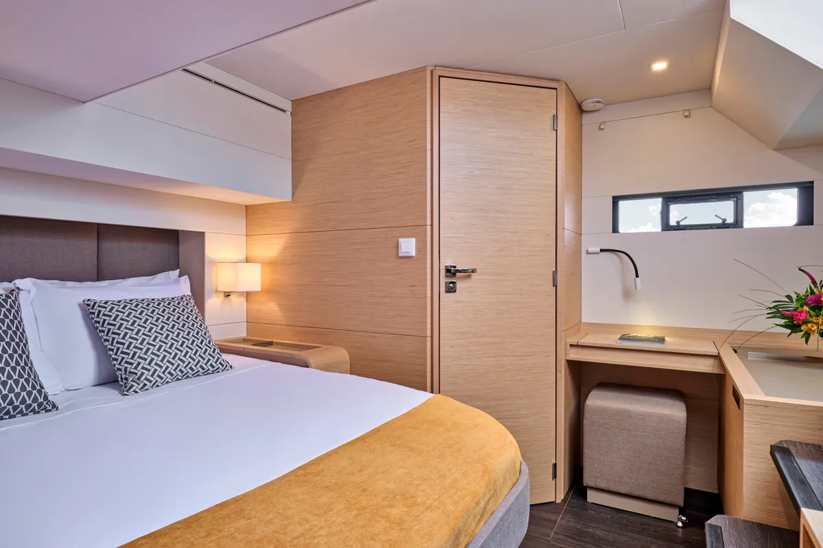 Ariva, a Fountaine Pajot Power 67 catamaran at Kontokali, Greece