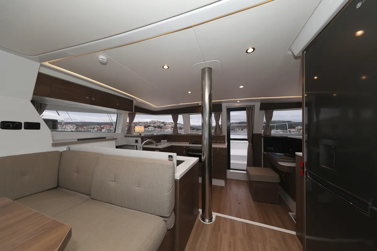 Salon of Open Office, a Bali 4.2 catamaran at Grad Trogir, Croatia