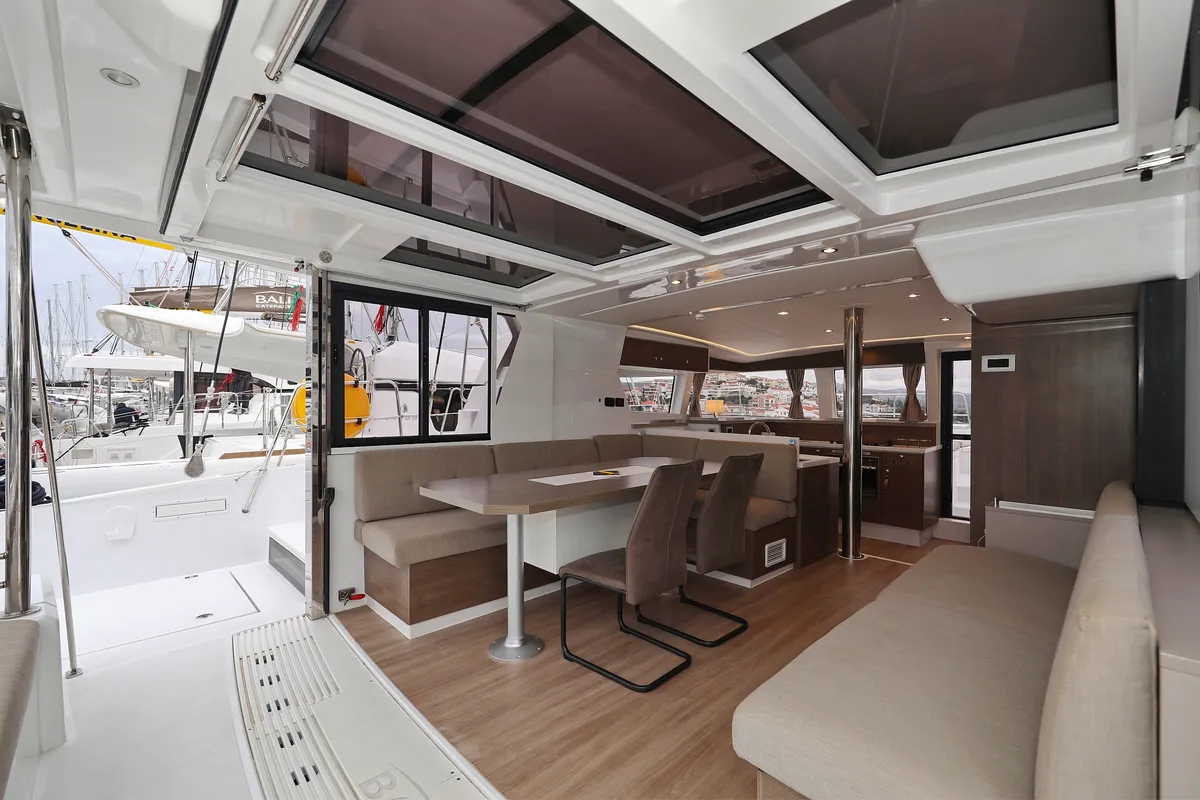Salon of Open Office, a Bali 4.2 catamaran at Grad Trogir, Croatia