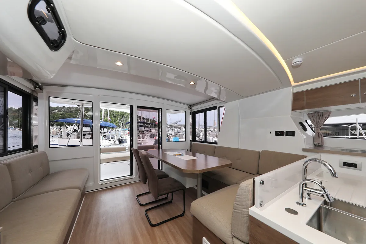 Galley of Open Office, a Bali 4.2 catamaran at Grad Trogir, Croatia