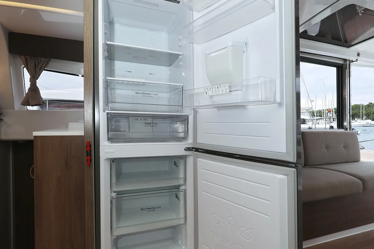 Galley of Open Office, a Bali 4.2 catamaran at Grad Trogir, Croatia