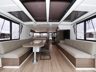 Salon of Open Office, a Bali 4.2 catamaran at Grad Trogir, Croatia