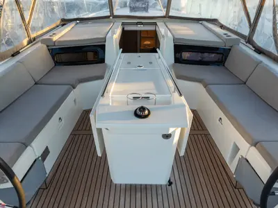 Cockpit of giugioma, a Beneteau Oceanis 46.1 sailboat at Palermo, Italy