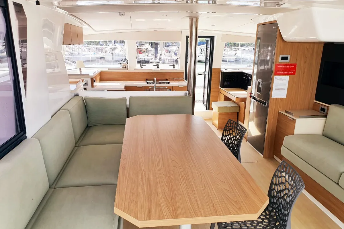 Salon of Vincy, a Bali 4.2 catamaran at Ajaccio, France