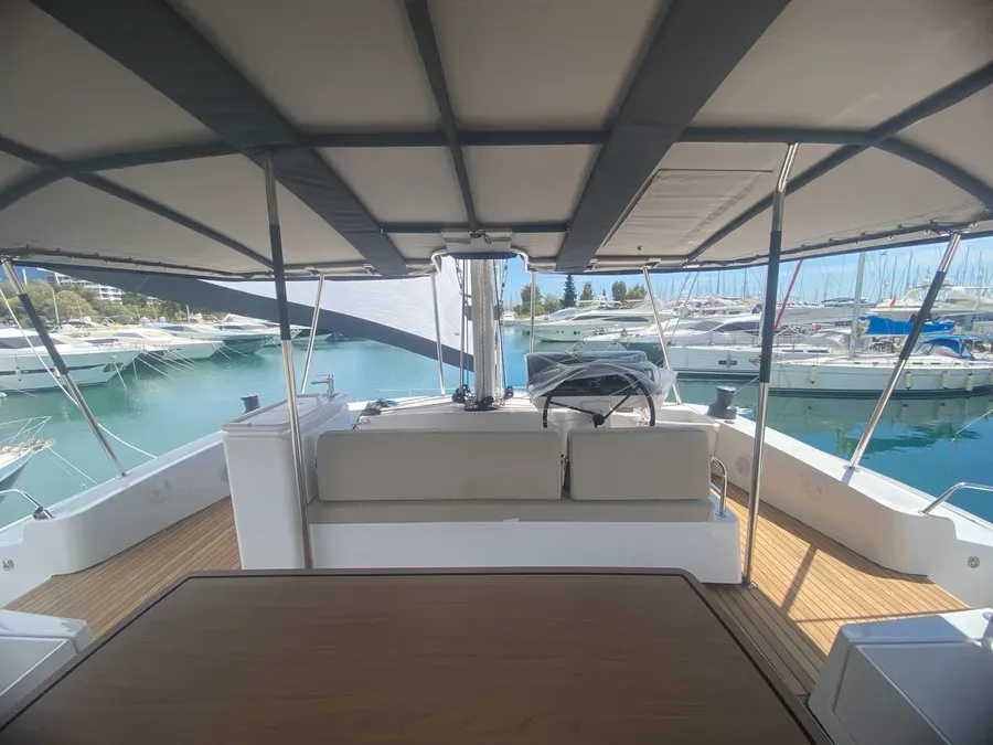 Deck of Bali 5.8 - 6 + 2 cab., a catamaran at Athens, Greece