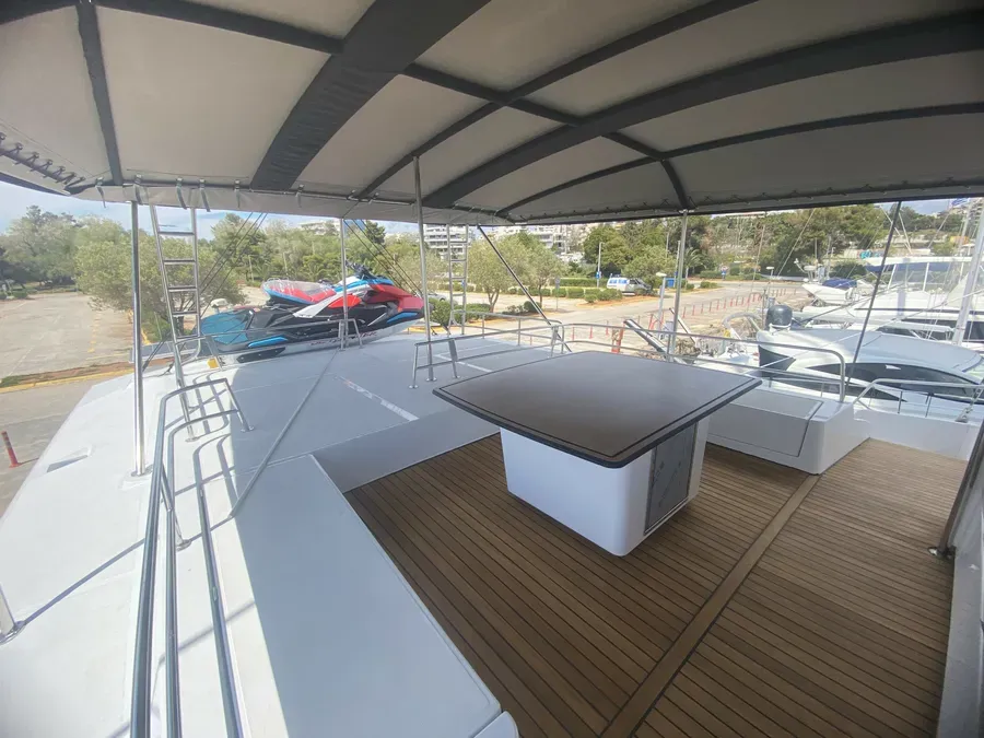 Deck of Bali 5.8 - 6 + 2 cab., a catamaran at Athens, Greece