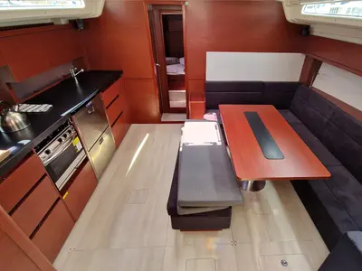 Salon of Charles, a Hanse 508 sailboat at Thessaloniki, Greece