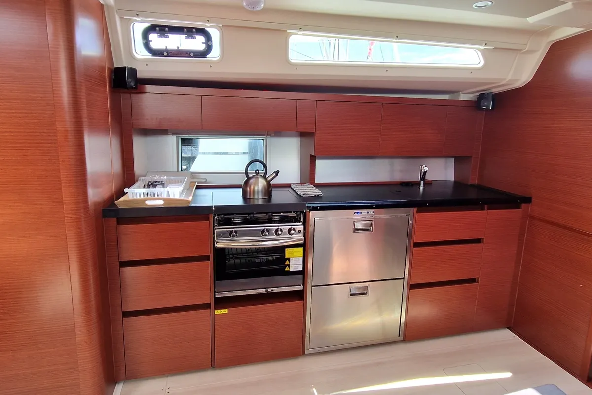Galley of Charles, a Hanse 508 sailboat at Thessaloniki, Greece