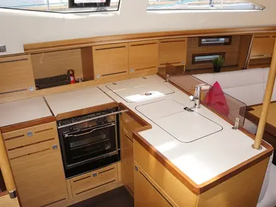 Galley of Thalia, a Elan 394 Impression sailboat at Kontokali, Greece