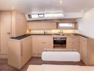 Galley of Mizzica, a Beneteau Oceanis 45 sailboat at Capo d'Orlando, Italy