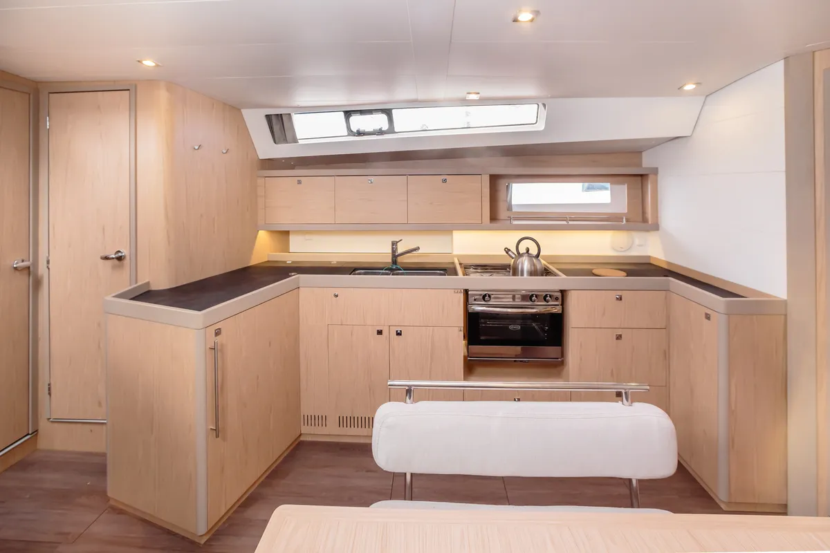 Galley of Mizzica, a Beneteau Oceanis 45 sailboat at Capo d'Orlando, Italy