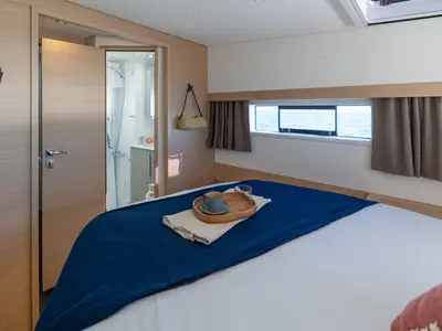 Cabin on Premium +, a Fountaine Pajot New 44 catamaran at Portimão, Portugal