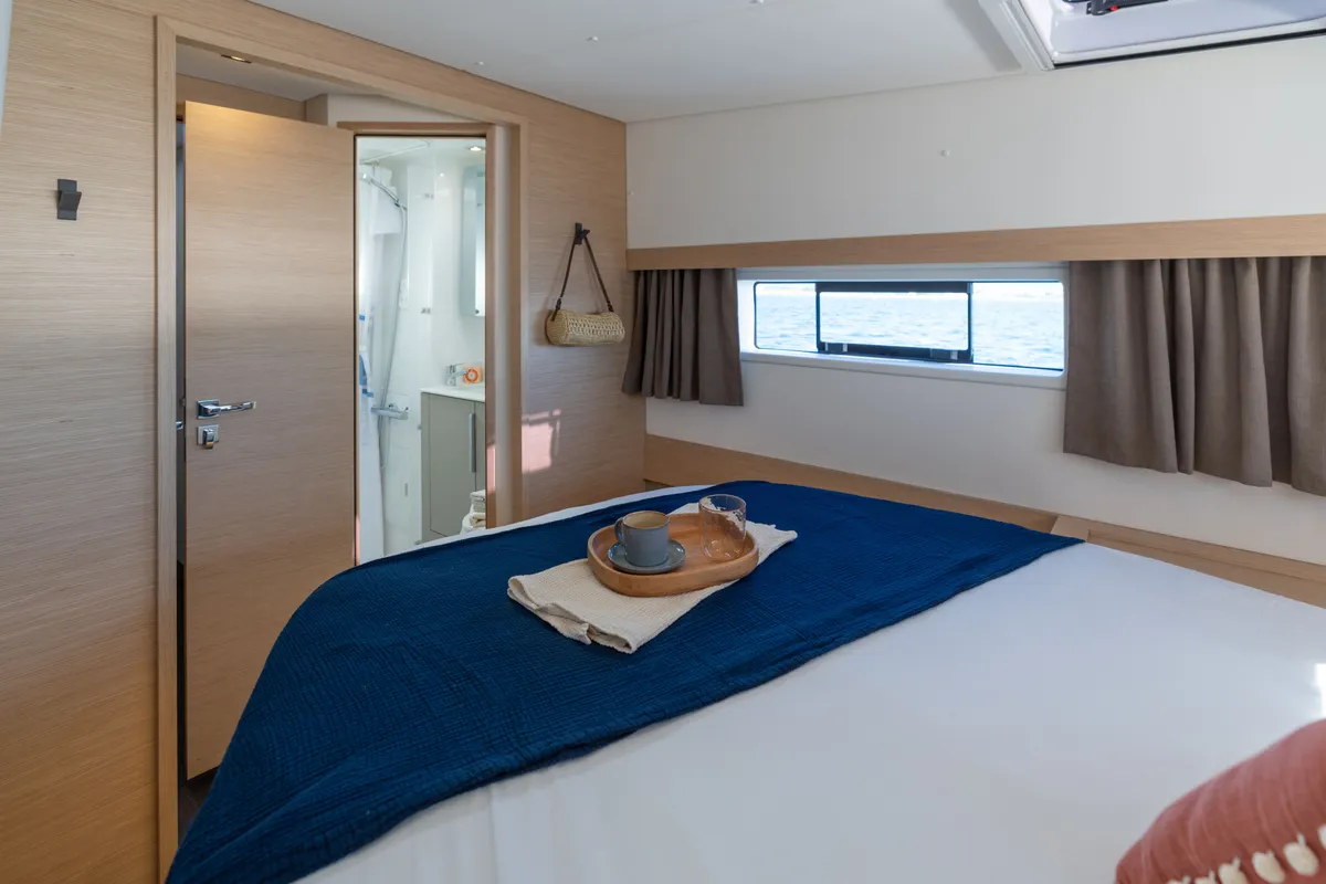 Cabin on Premium +, a Fountaine Pajot New 44 catamaran at Portimão, Portugal