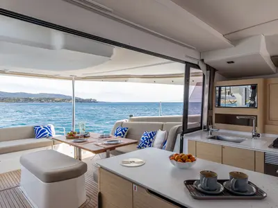 Galley of Premium +, a Fountaine Pajot New 44 catamaran at Portimão, Portugal