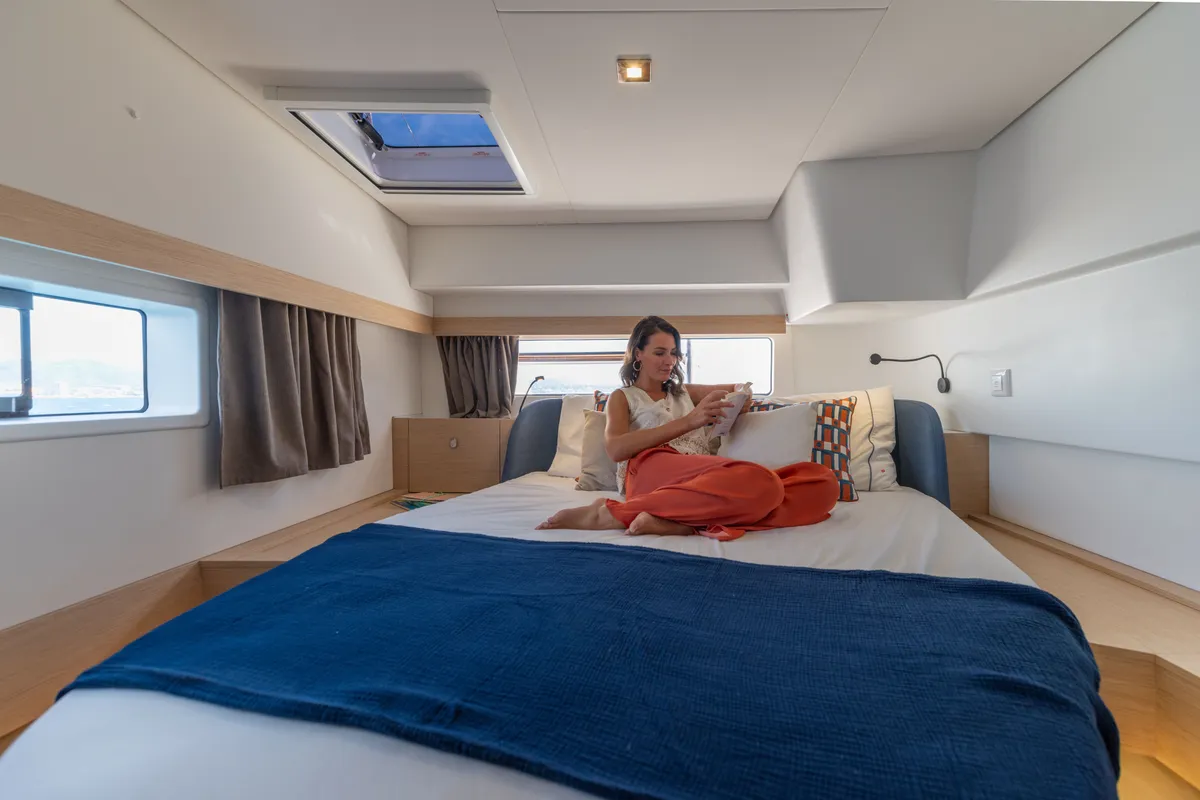 Cabin on Premium +, a Fountaine Pajot New 44 catamaran at Portimão, Portugal