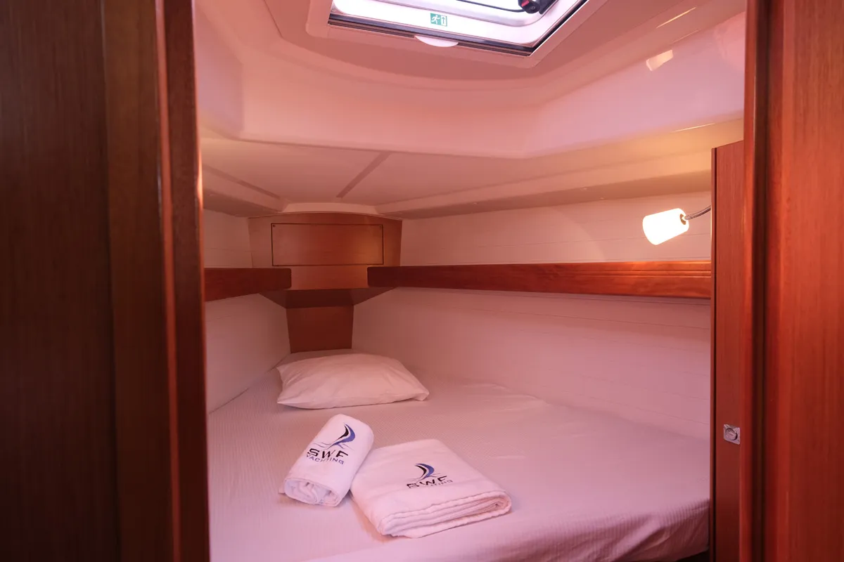 Cabin on Dory 2, a Bavaria Cruiser 34 sailboat at Fethiye, Turkey