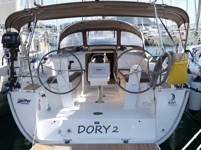 Cockpit of Dory 2, a Bavaria Cruiser 34 sailboat at Fethiye, Turkey