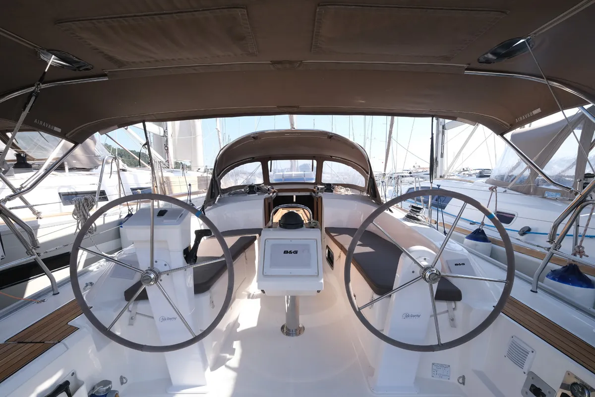 Cockpit of Dory 2, a Bavaria Cruiser 34 sailboat at Fethiye, Turkey