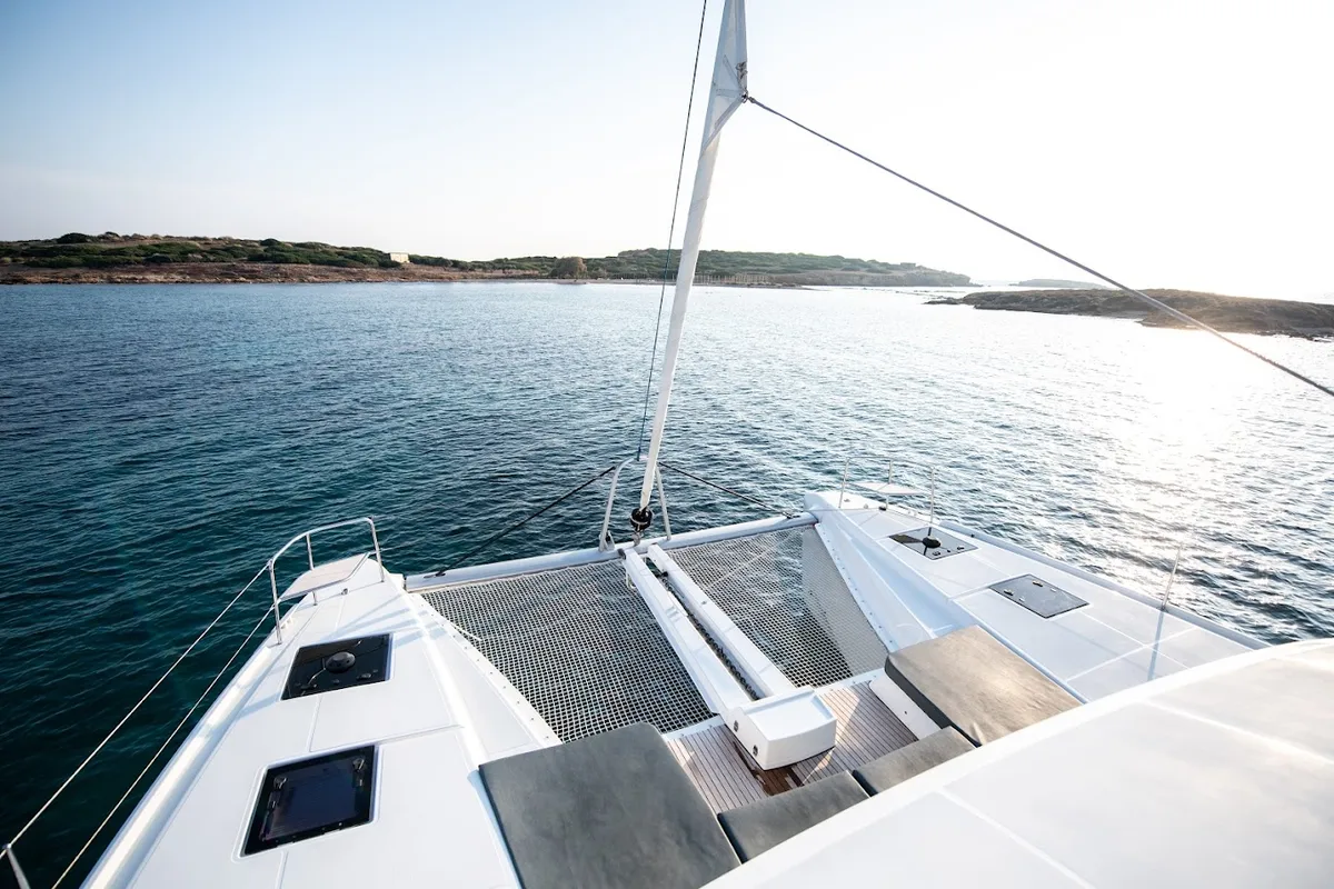 Deck of KaLiMar, a Lagoon 50 catamaran at Athens, Greece
