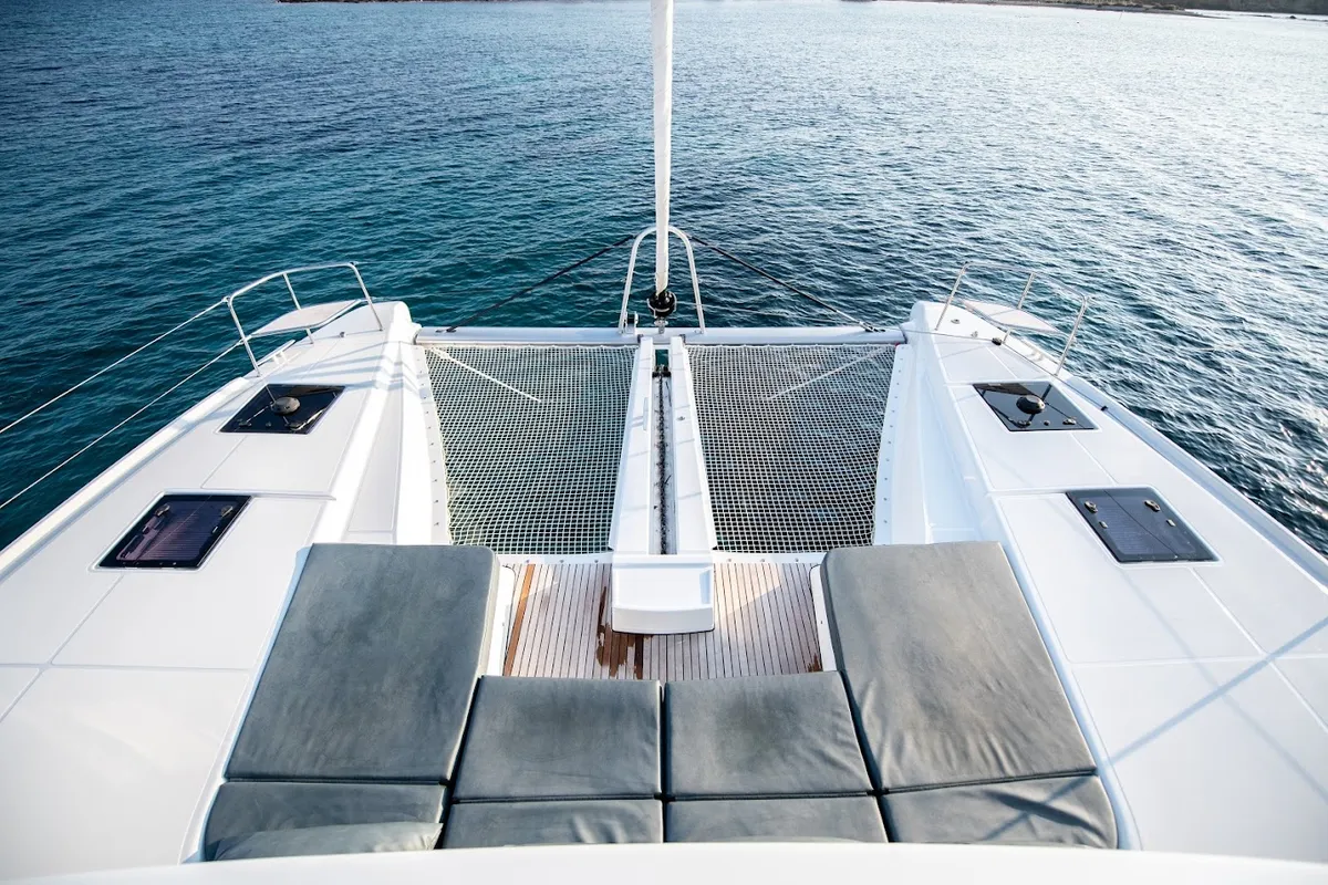 Deck of KaLiMar, a Lagoon 50 catamaran at Athens, Greece