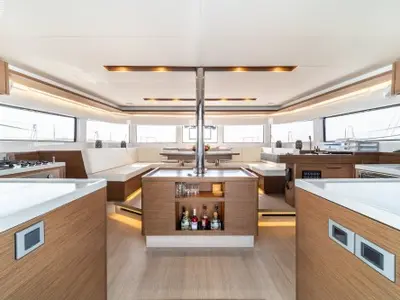 Galley of KaLiMar, a Lagoon 50 catamaran at Athens, Greece