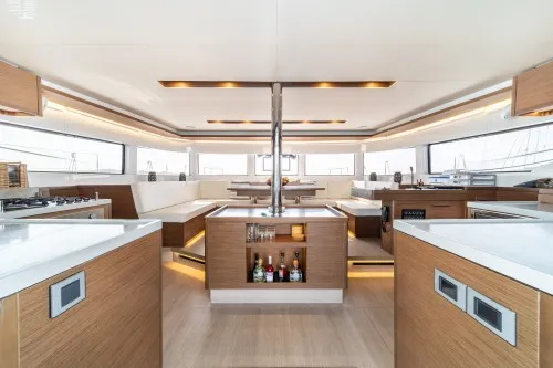 Galley of KaLiMar, a Lagoon 50 catamaran at Athens, Greece