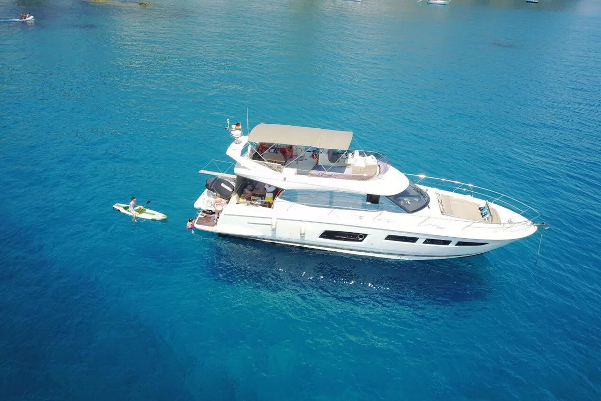 Exterior view of Very Bery, a Prestige 550 Fly motorboat at Primošten, Croatia